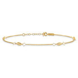 14K Diamond-cut Rice Puff Beads 4-Station 9 inch Plus 1 inch Extender - Total 10 inch Anklet ANK272