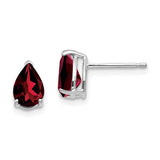 14k White Gold 7x5mm Pear Garnet Post Earrings XE80WGA
