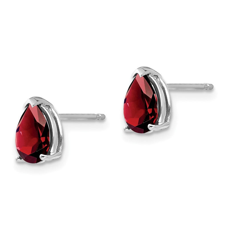 14k White Gold 7x5mm Pear Garnet Post Earrings XE80WGA