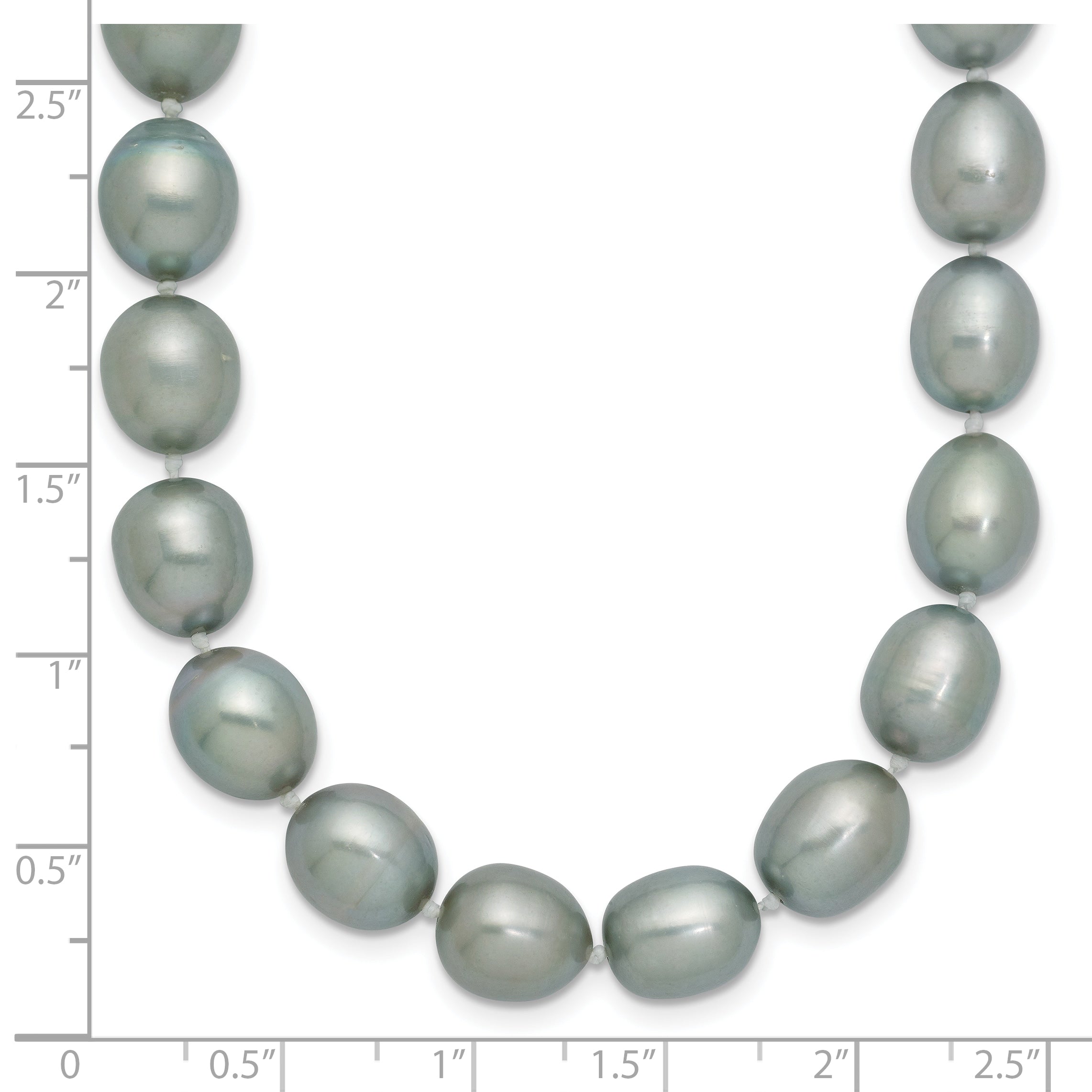 14k White Gold 8-9mm Grey Rice Freshwater Cultured Pearl 16 inch Necklace XF415
