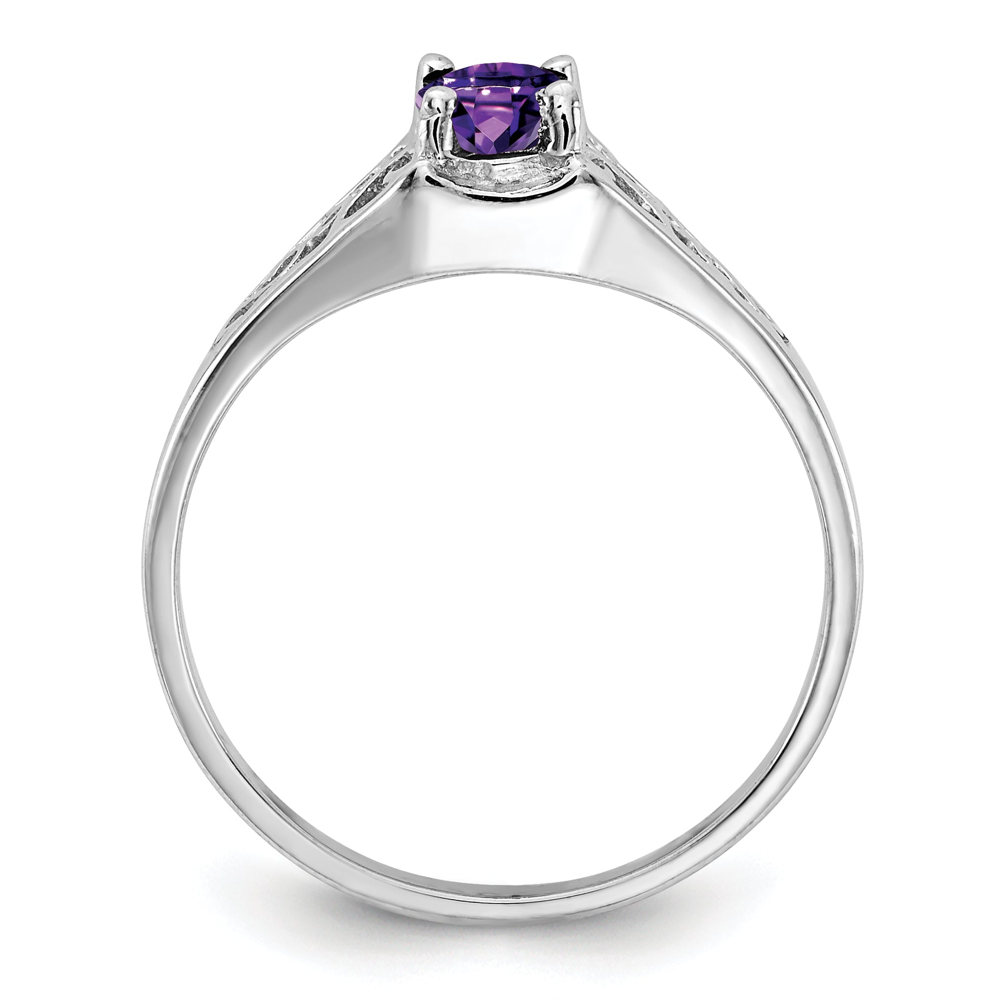 14k White Gold 6x4mm Oval Amethyst Filigree Ring Y4676AM