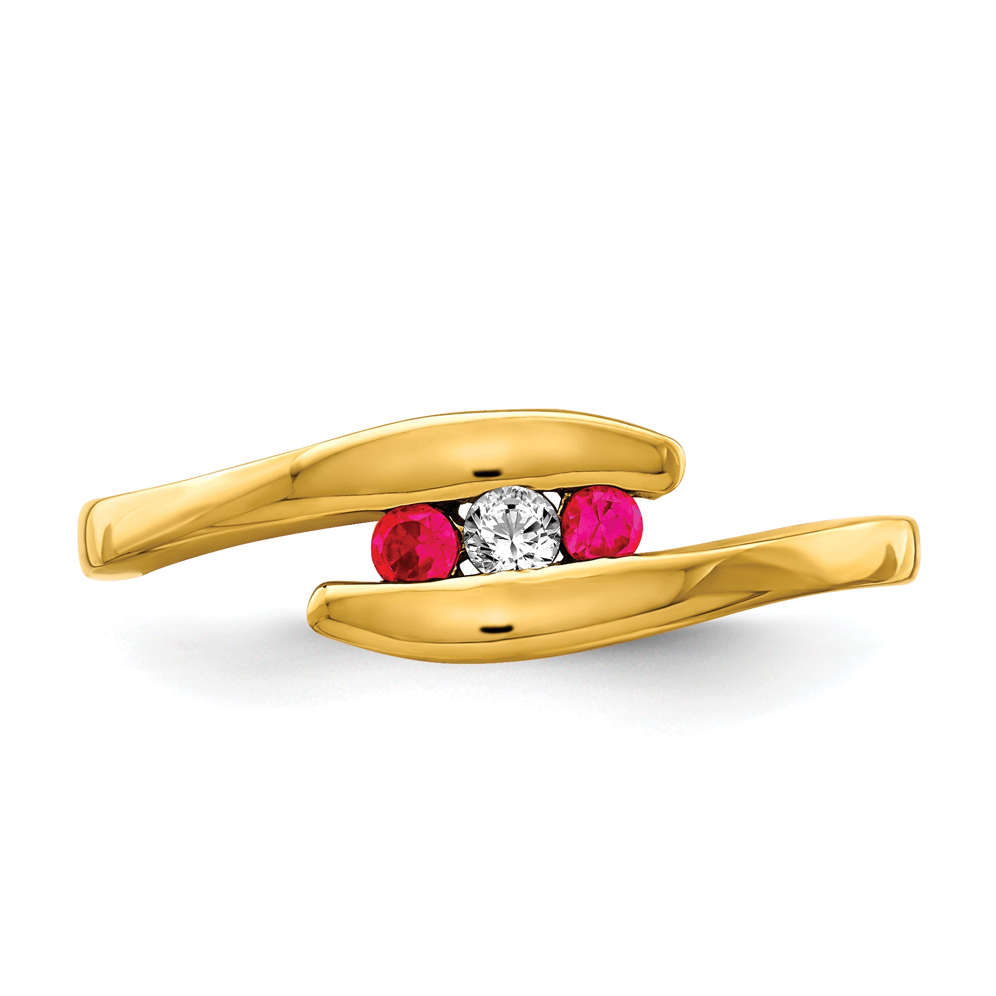 14k Emerald and Diamond 3-stone Bypass Ring RM5742