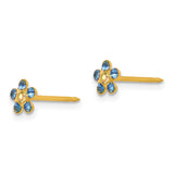 Inverness 14k Blue and Aurora Borealis Crystal Flower Post Piercing Earrings 222E