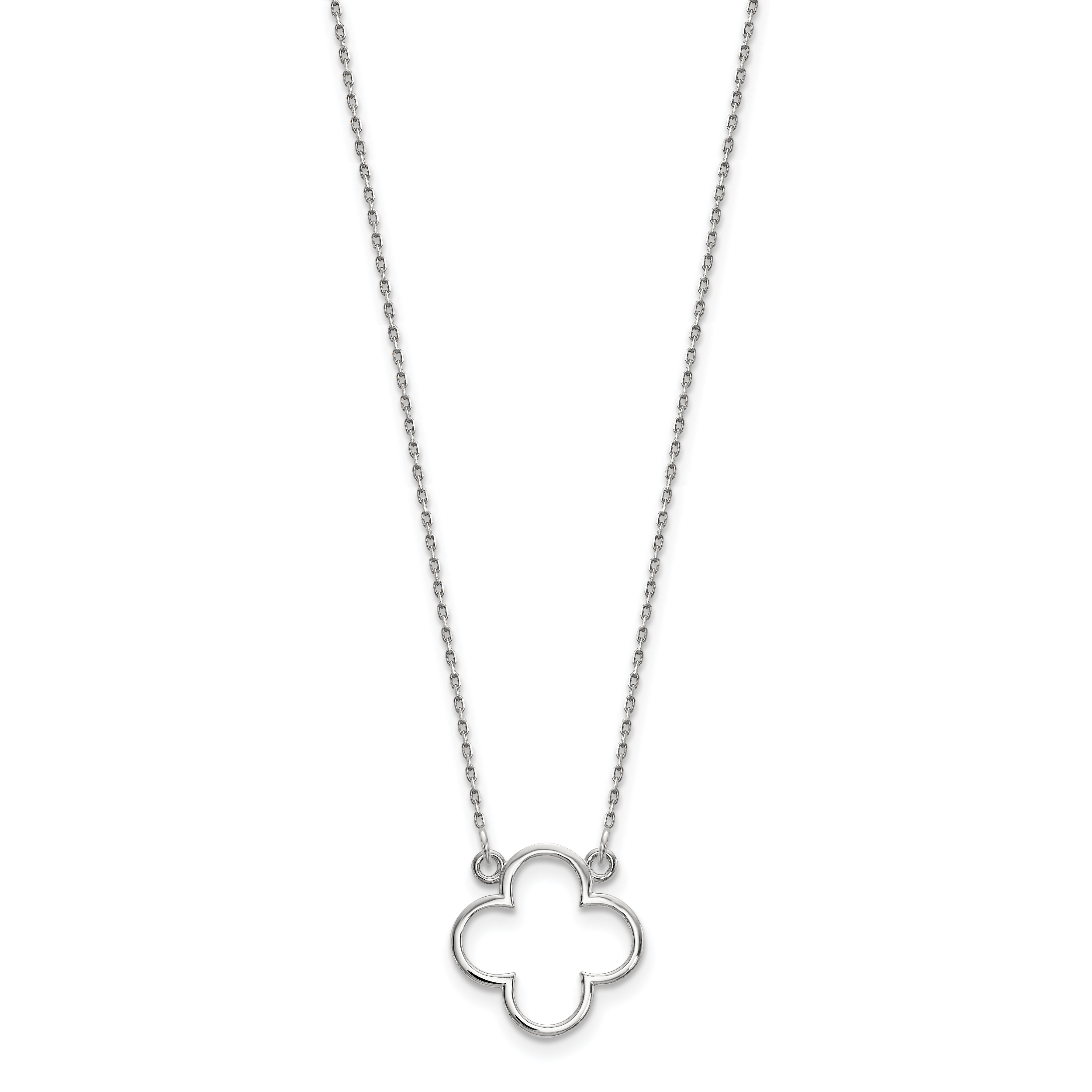 14k White Gold Polished Open Quatrefoil Design 18 inch Necklace XP5054W