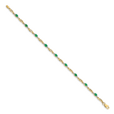 14k White Gold Complete Diamond and Oval Emerald Fancy Link 7.25 inch Bracelet BM4476