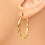 14k 2.5x30mm Polished Lightweight Tube Hoop Earrings T933L