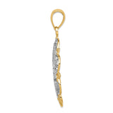 14K and White Rhodium Filigree Hearts with Scalloped Edge Pendant K3462