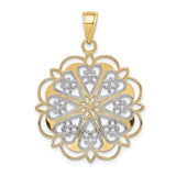 14K and White Rhodium Filigree Hearts with Scalloped Edge Pendant K3462