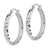 14k White Gold Diamond-cut Hoop Earrings TF1587