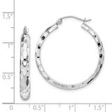14k White Gold Diamond-cut Hoop Earrings TF1587