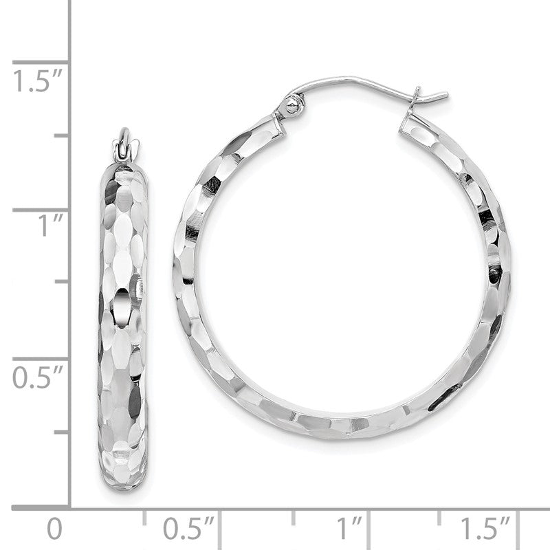 14k White Gold Diamond-cut Hoop Earrings TF1587