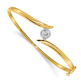 14k Two-tone Complete 1/2 carat A Diamond Hinged Oval Bangle Bracelet XB283A