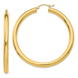 14K 4x50mm Polished Tube Hoop Earrings T952