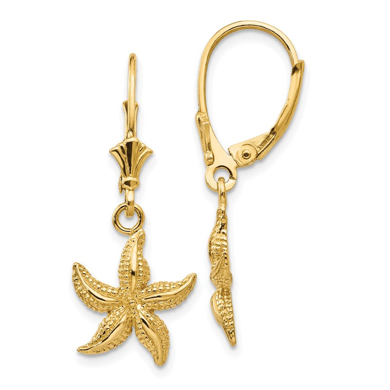 14K Starfish Leverback Earrings K4426