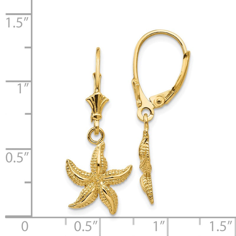 14K Starfish Leverback Earrings K4426