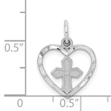 14k White Gold Cut-out Cross in Heart Charm CH133
