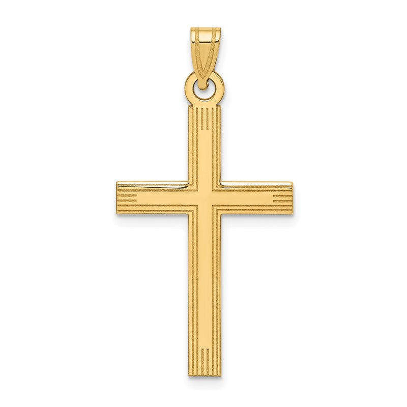 14k Laser Etched Cross Charm XR542