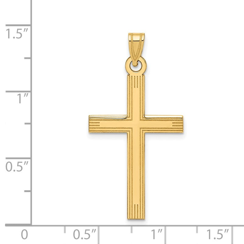 14k Laser Etched Cross Charm XR542