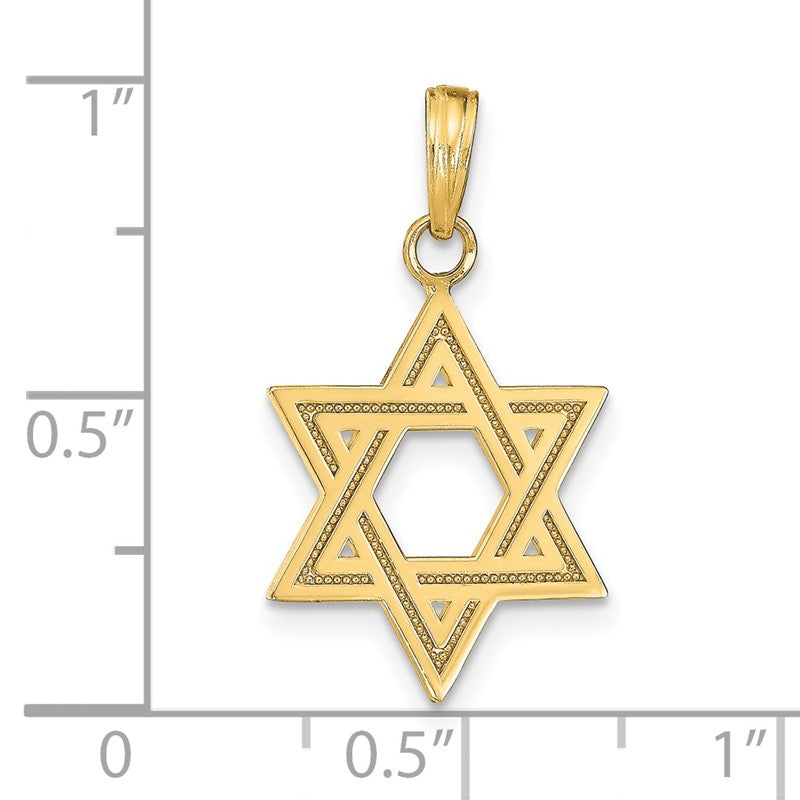 14k Solid Satin Star of David Charm M1594