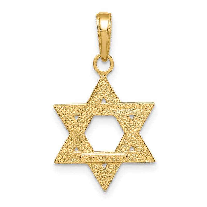14k Solid Satin Star of David Charm M1594