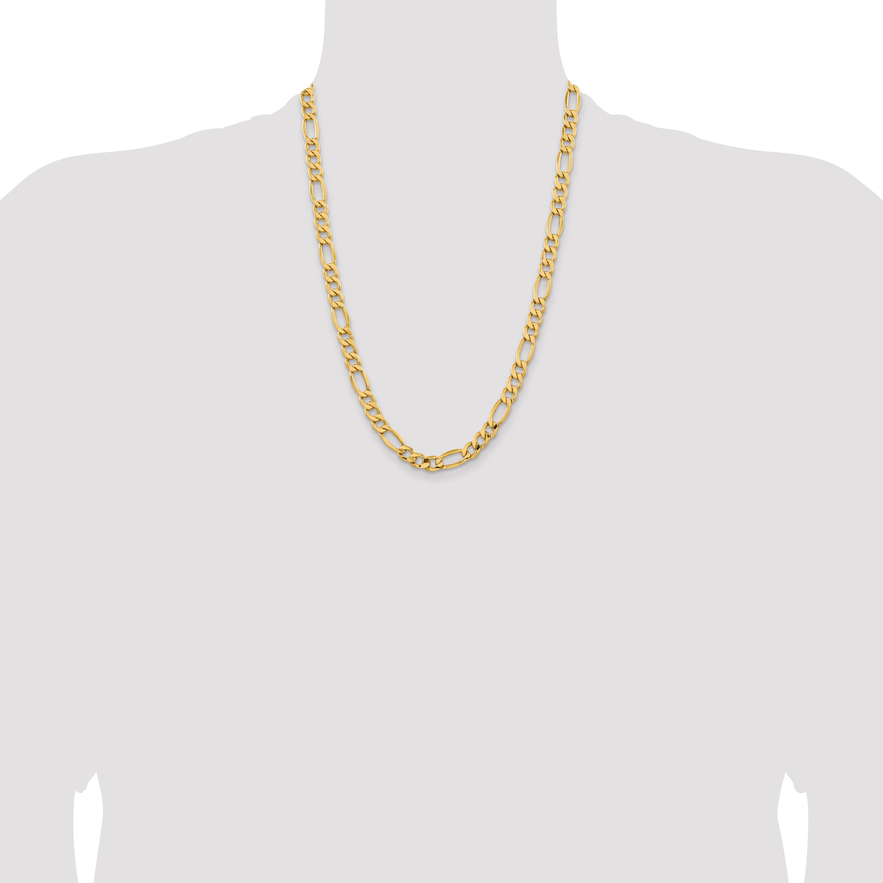 14K 26 inch 8.5mm Semi-Solid Figaro with Lobster Clasp Chain BC190