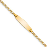 14k Polished Semi-Solid Chain/Solid Plate Cuban Link Soft Diamond Shape 19.5x5.5mm Plate 6 inch Baby/Child ID Bracelet DCID132C