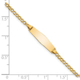 14k Polished Semi-Solid Chain/Solid Plate Cuban Link Soft Diamond Shape 19.5x5.5mm Plate 6 inch Baby/Child ID Bracelet DCID132C