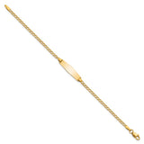 14k Polished Semi-Solid Chain/Solid Plate Cuban Link Soft Diamond Shape 19.5x5.5mm Plate 6 inch Baby/Child ID Bracelet DCID132C