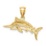 14K Satin Diamond-cut Marlin Pendant C4592
