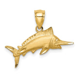 14K Satin Diamond-cut Marlin Pendant C4592