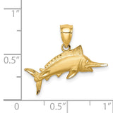 14K Satin Diamond-cut Marlin Pendant C4592
