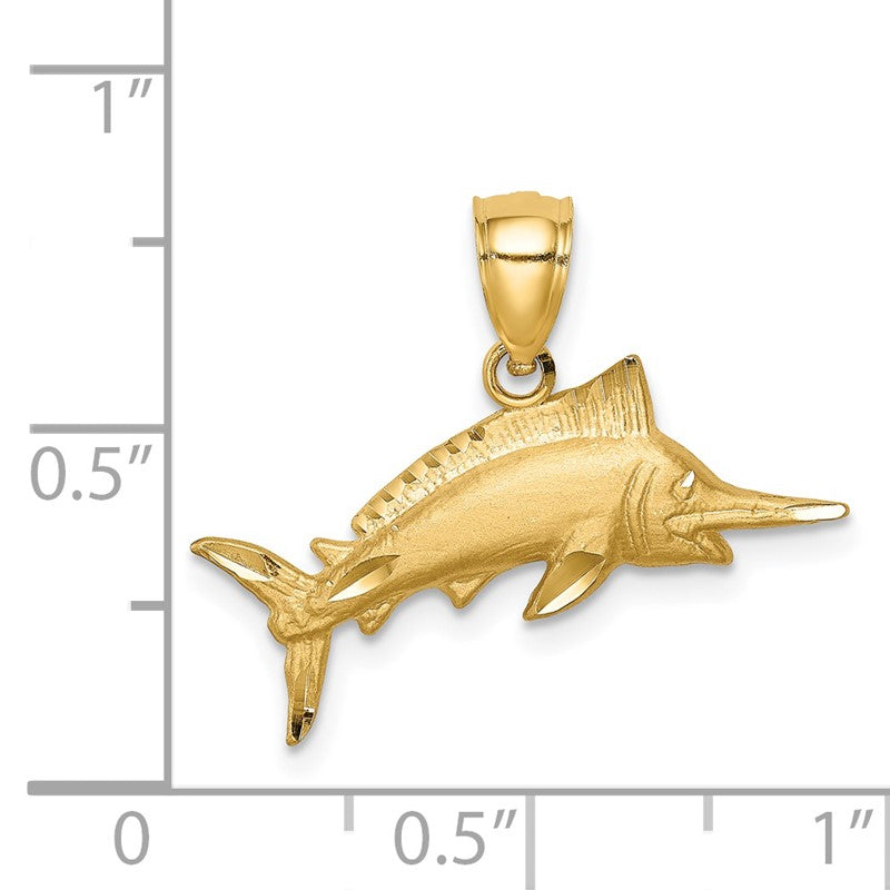 14K Satin Diamond-cut Marlin Pendant C4592