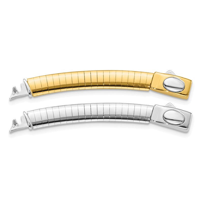 14k Two-tone 6mm White and Yellow Domed Omega 2 inch Extender for Reversible Necklace ROMX6