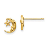 14k Polished Moon with Face and Star Post Earrings TC620