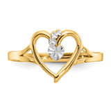 14K and White Rhodium Polished Heart Ring K2072
