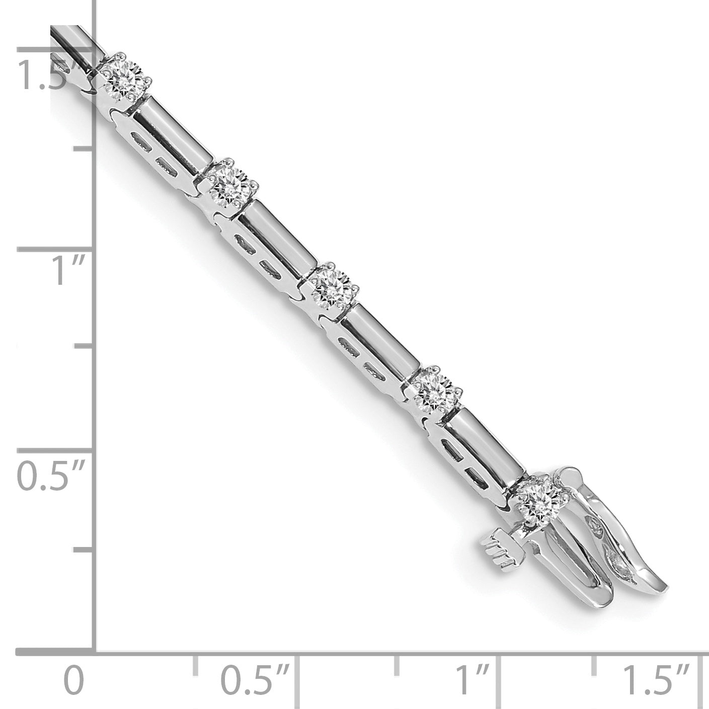 14k White Gold Complete 1 carat Round AAA Diamond Bar Link 7 inch Tennis Bracelet X762WAAA
