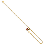 14K Red and Black Enameled Ladybug 9 inch Plus 1 inch Extender - Total 10 inch Anklet ANK197