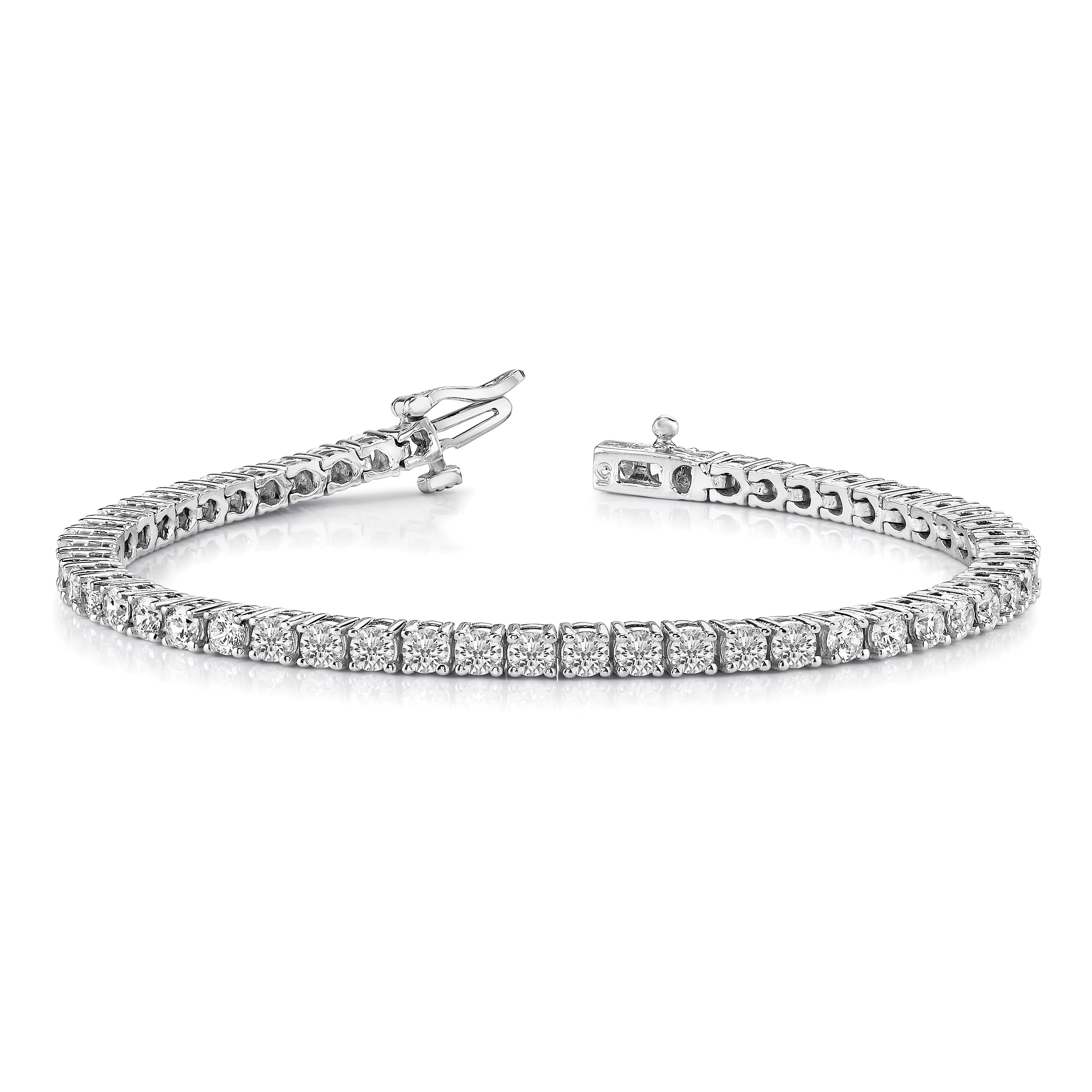 14k White Gold Complete 3.05 carat Round AAA Diamond 4-prong 7 inch Tennis Bracelet X601WAAA
