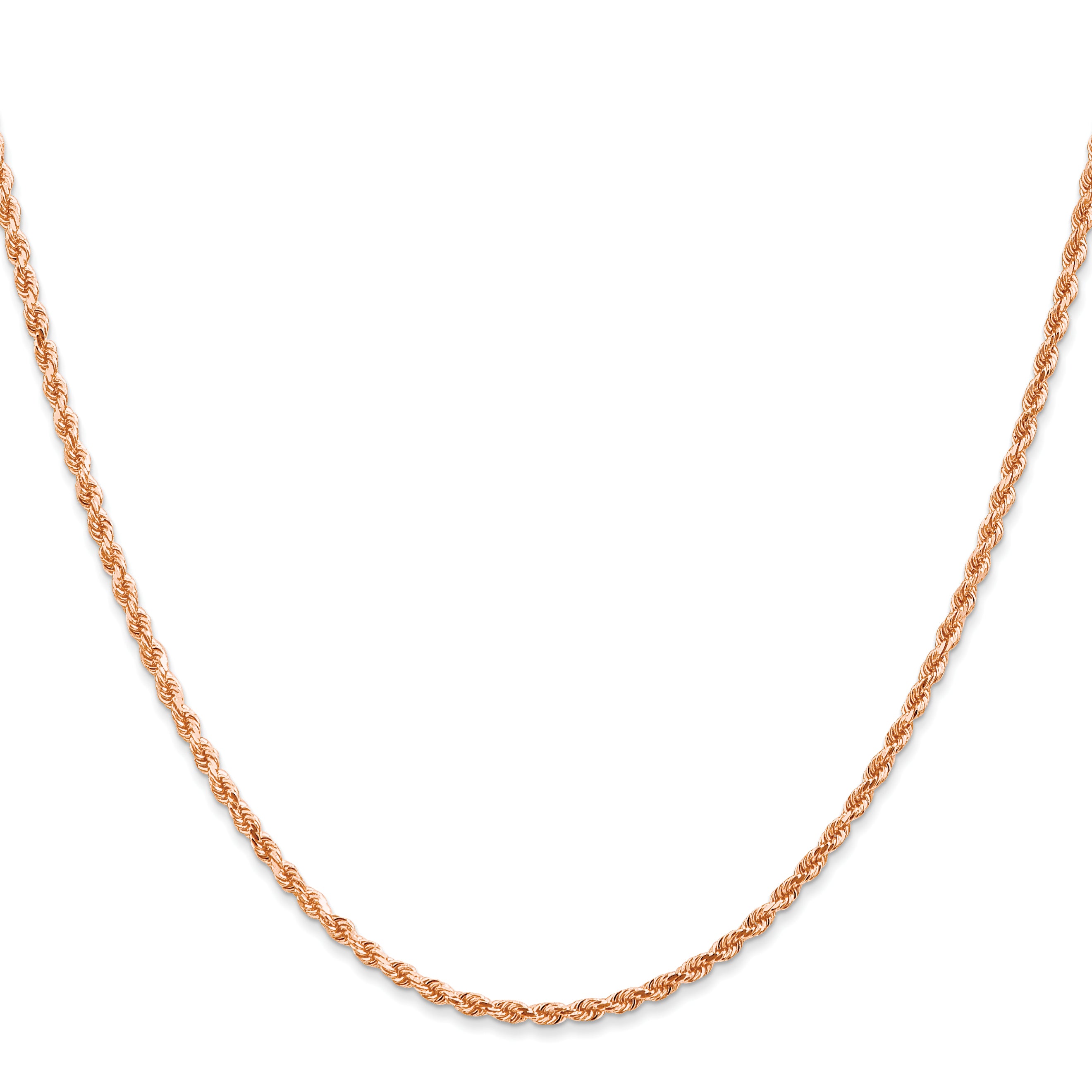 14K Rose Gold 10 inch 2mm Diamond-cut Rope with Lobster Clasp Anklet 016R