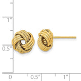 14k 10mm Polished Textured Triple Love Knot Post Earrings TL1071
