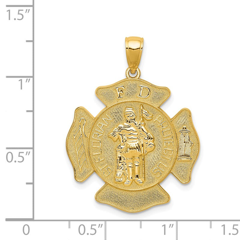 14k Large FD St. Florian Badge Pendant C2257