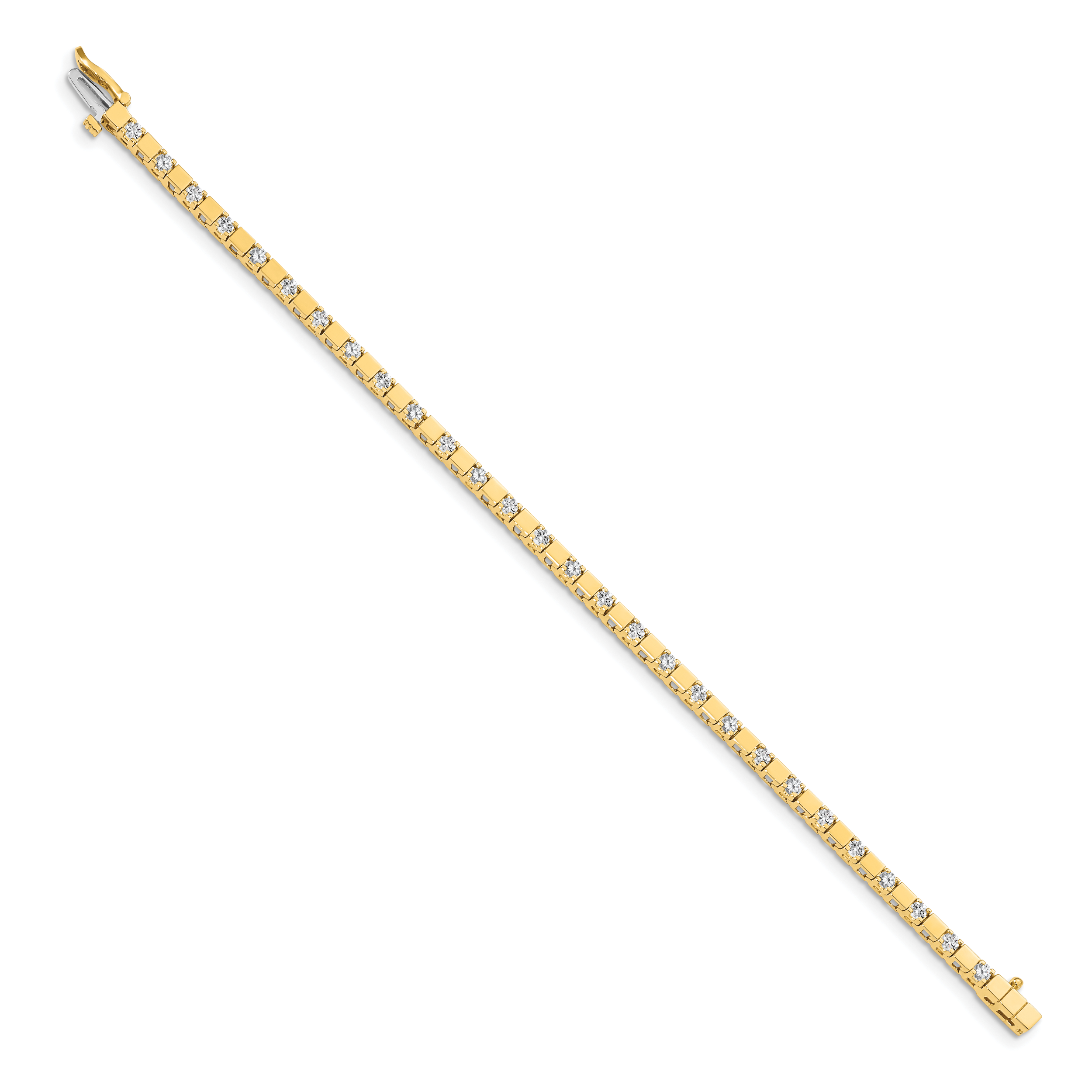 14k Complete 1.1 carat Round A Diamond Square Link 7 inch Tennis Bracelet X742A