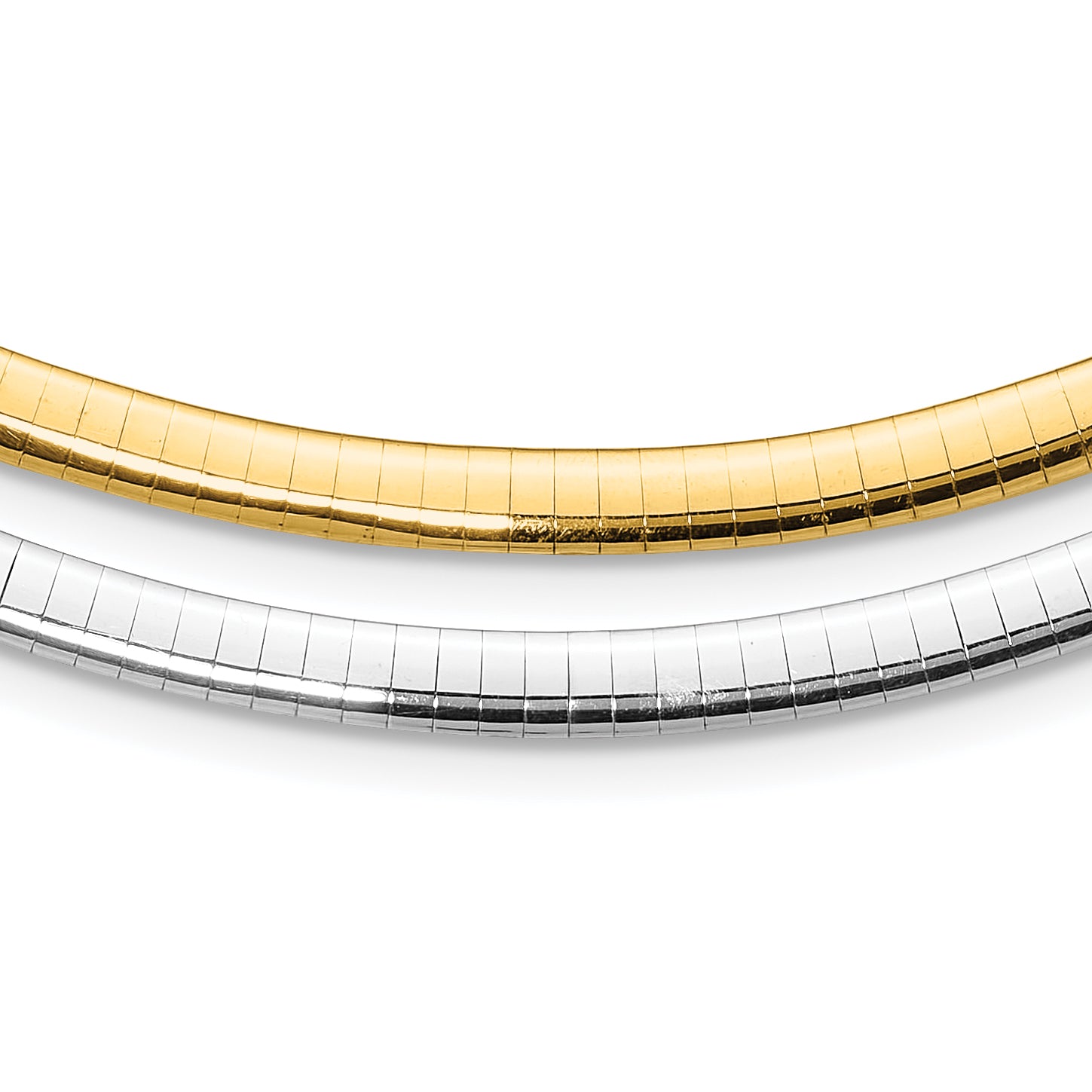 14k Two-tone 5mm Reversible White and Yellow 16 inch Domed Omega Necklace ROM5