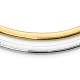 14k Two-tone 5mm Reversible White and Yellow 16 inch Domed Omega Necklace ROM5