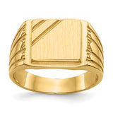 14k 11.5x11.0mm Open Back Mens Signet Ring CH164