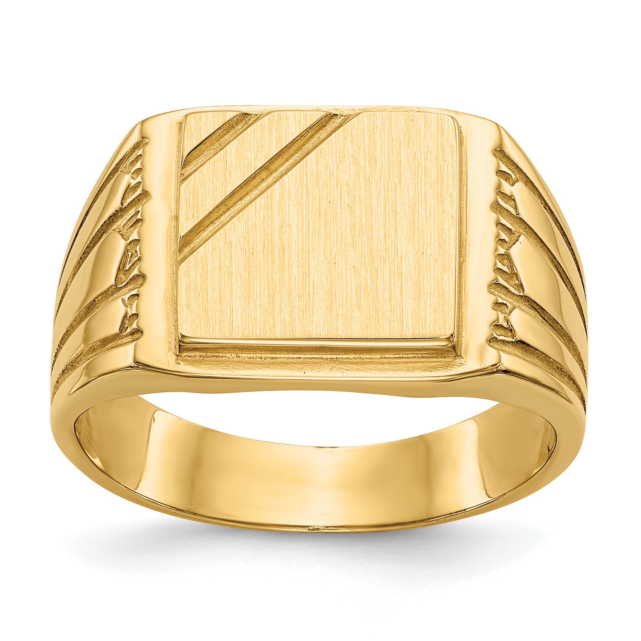 14k 11.5x11.0mm Open Back Mens Signet Ring CH164