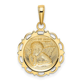 14K Polished Angel On Round Scallop Frame Pendant K5691