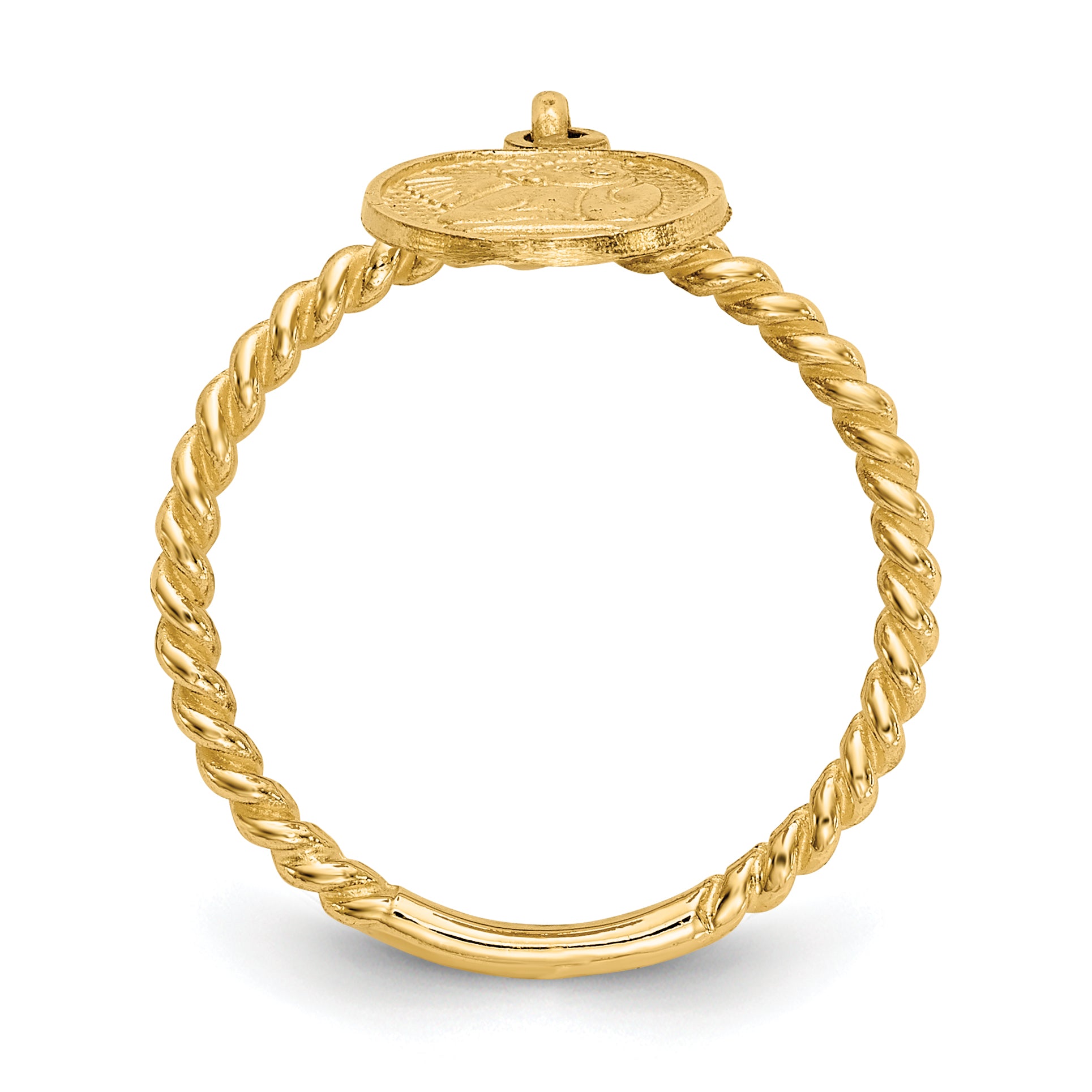 14k Polished Angel Dangle Twisted Band Size 4.75 Baby / Childs Ring R121