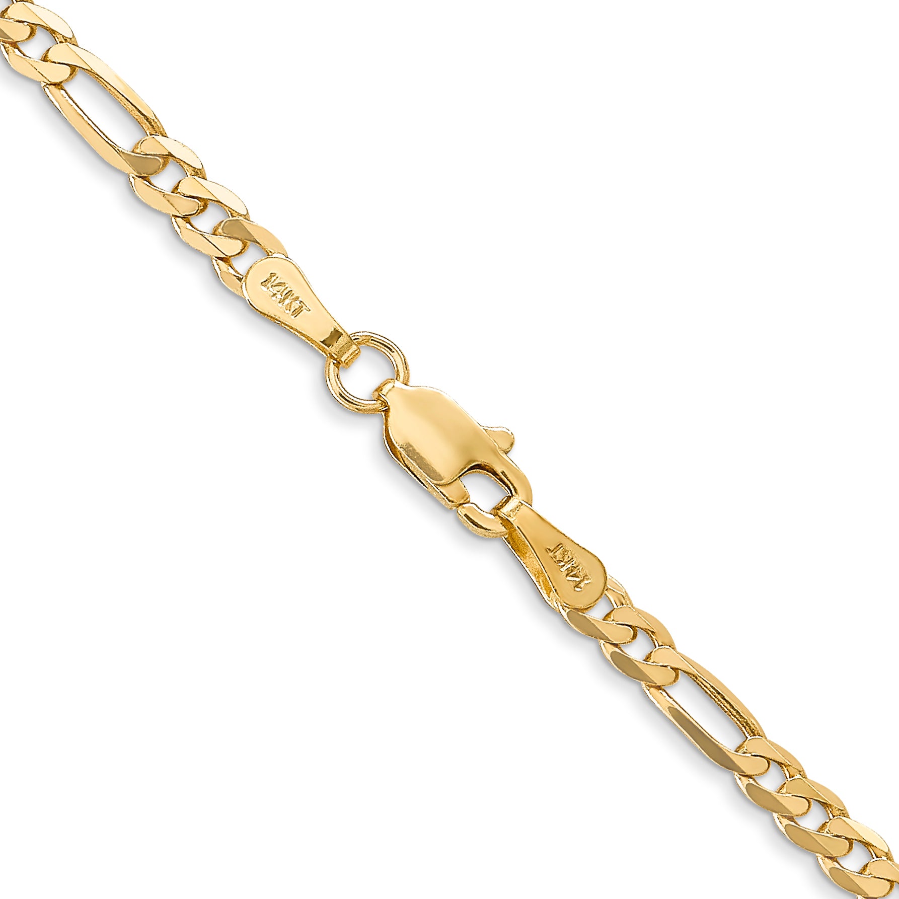 14K 26 inch 3mm Flat Figaro with Lobster Clasp Chain FFL080