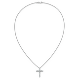 14k White Gold 1/4 carat Diamond Cross Pendant 18 inch Necklace PM1000